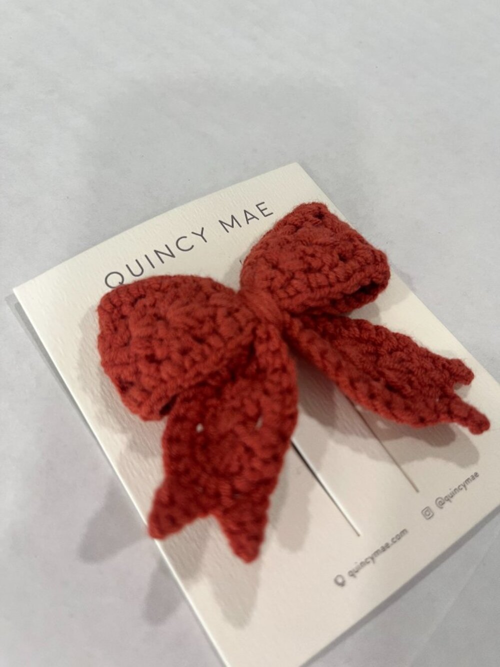 Girl - NWT Quincy Mae Crochet Bow in Cranberry